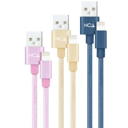 Nanocable Pack de 3 Cables Lightning a USB 2.0 Mallados, 1 m, Rosa, Dorado y Azul Pacífico Nanocable Pack de 3 Cables Lightning a USB 2.0 Mallados, 1 m, Rosa, Dorado y Azul Pacífico